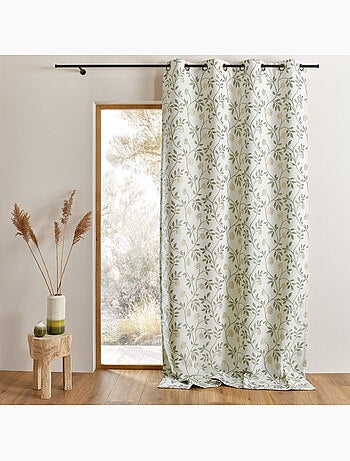 Rideau jacquard polycoton motifs végétaux