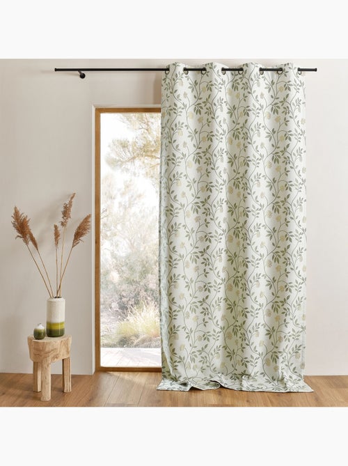Rideau jacquard polycoton motifs végétaux - Kiabi