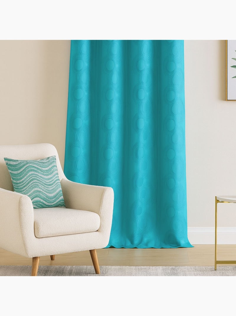 Rideau jacquard print Cercle Design Bleu pétrole - Kiabi