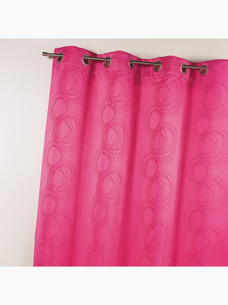 Rideau jacquard print Cercle Design Rose fushia - Kiabi