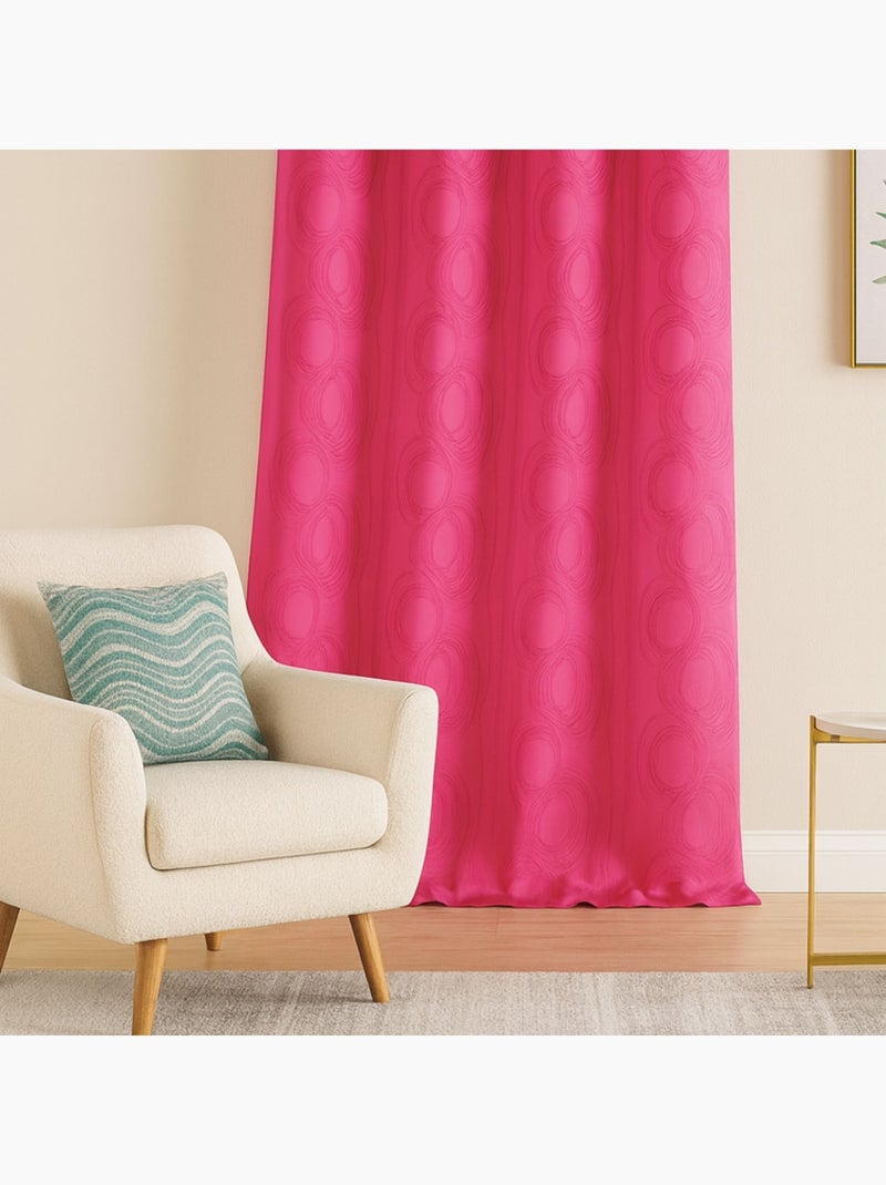 Rideau jacquard print Cercle Design Rose fushia - Kiabi