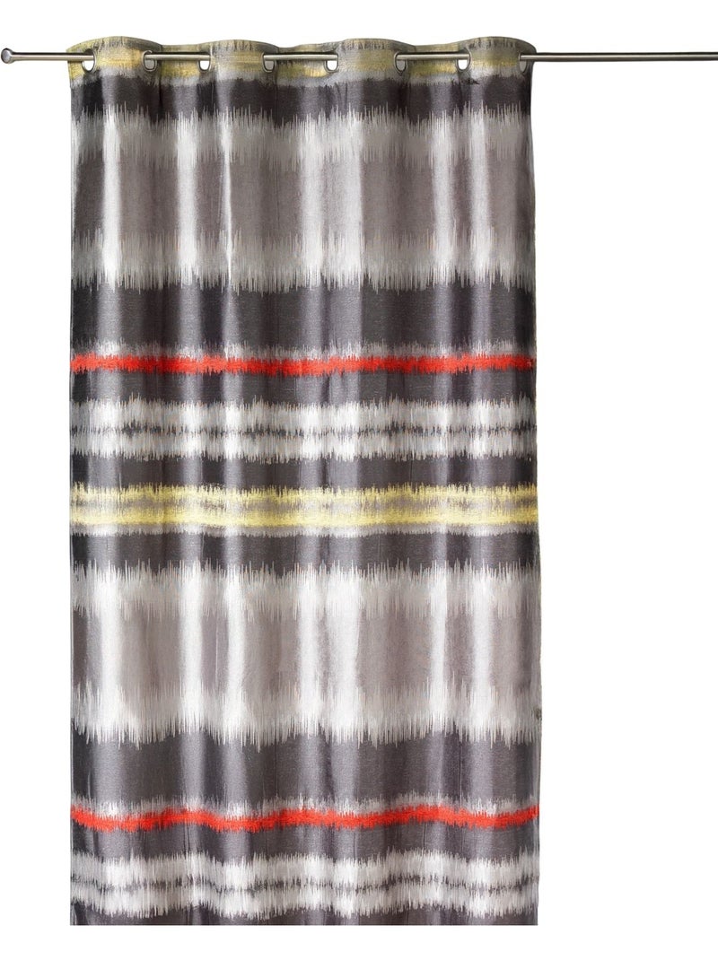 Rideau  jacquard style IKAT Gris clair - Kiabi