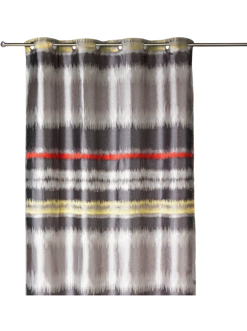 Rideau  jacquard style IKAT Gris clair - Kiabi