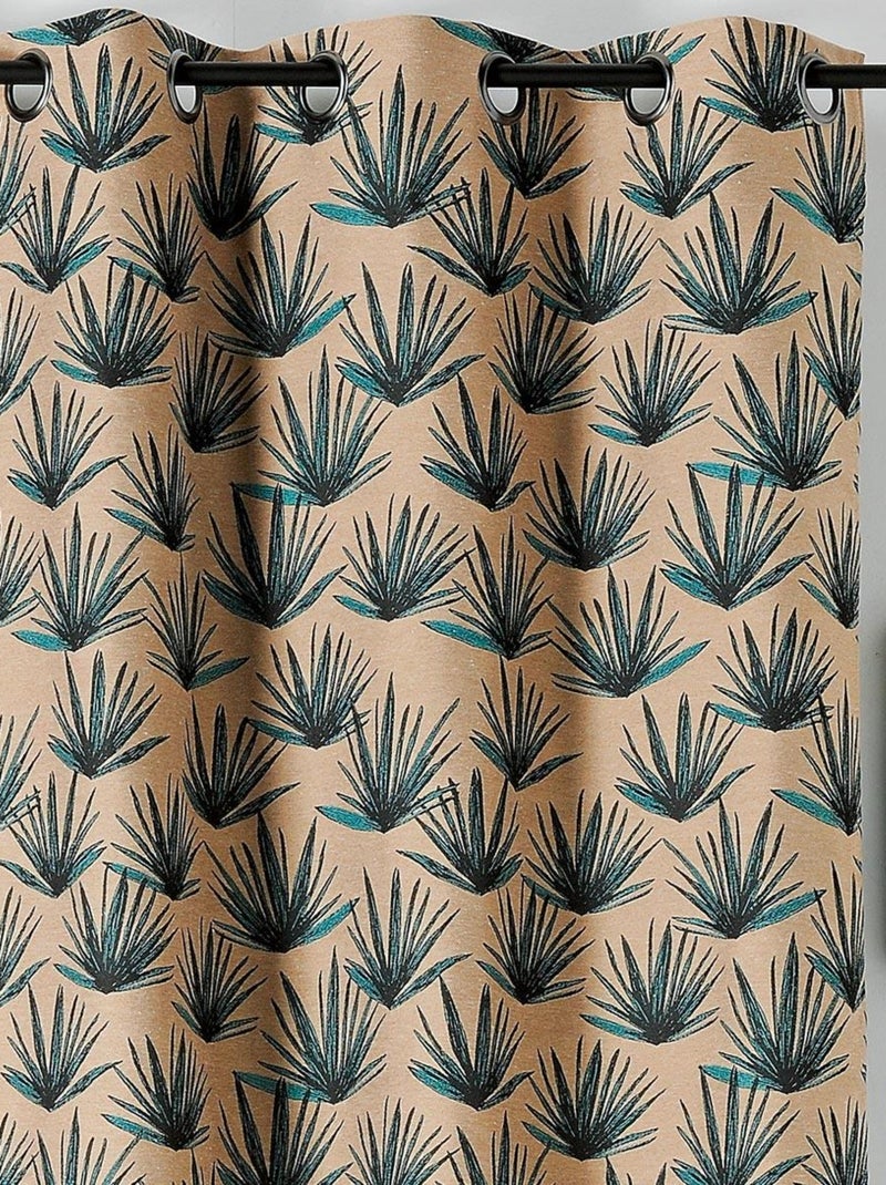 Rideau jacquard tamisant aux motifs exotiques Jaune - Kiabi