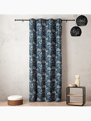 Rideau jacquard tamisant motif tigre japonisant