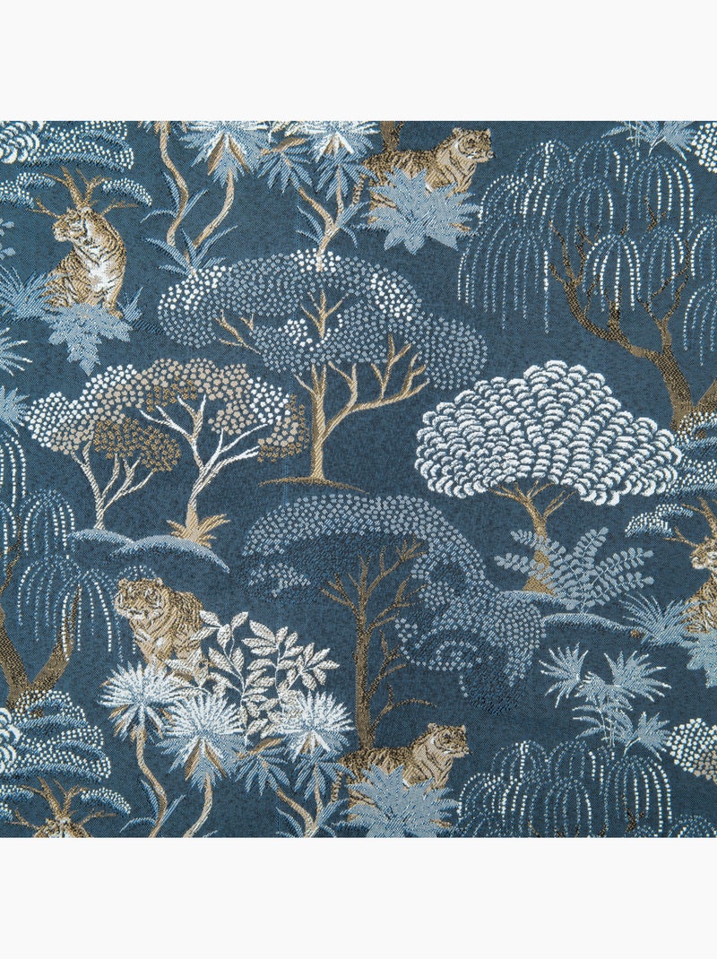 Rideau jacquard tamisant motif tigre japonisant Bleu - Kiabi