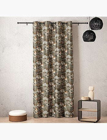 Rideau jacquard tamisant motif tigre japonisant