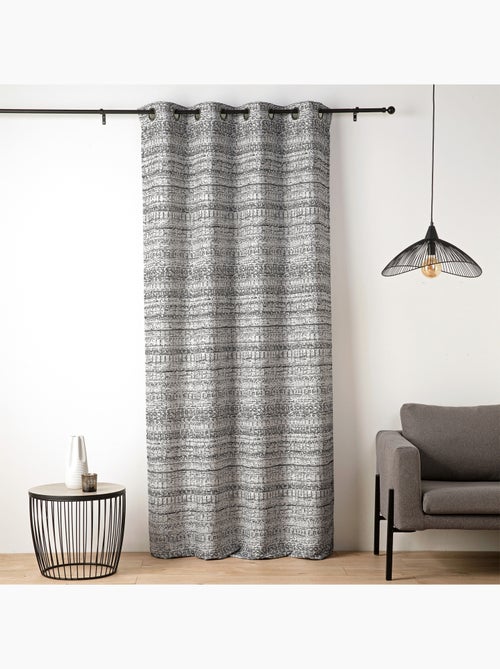 Rideau jacquard texturé inspiration minérale à oeillets - Kiabi