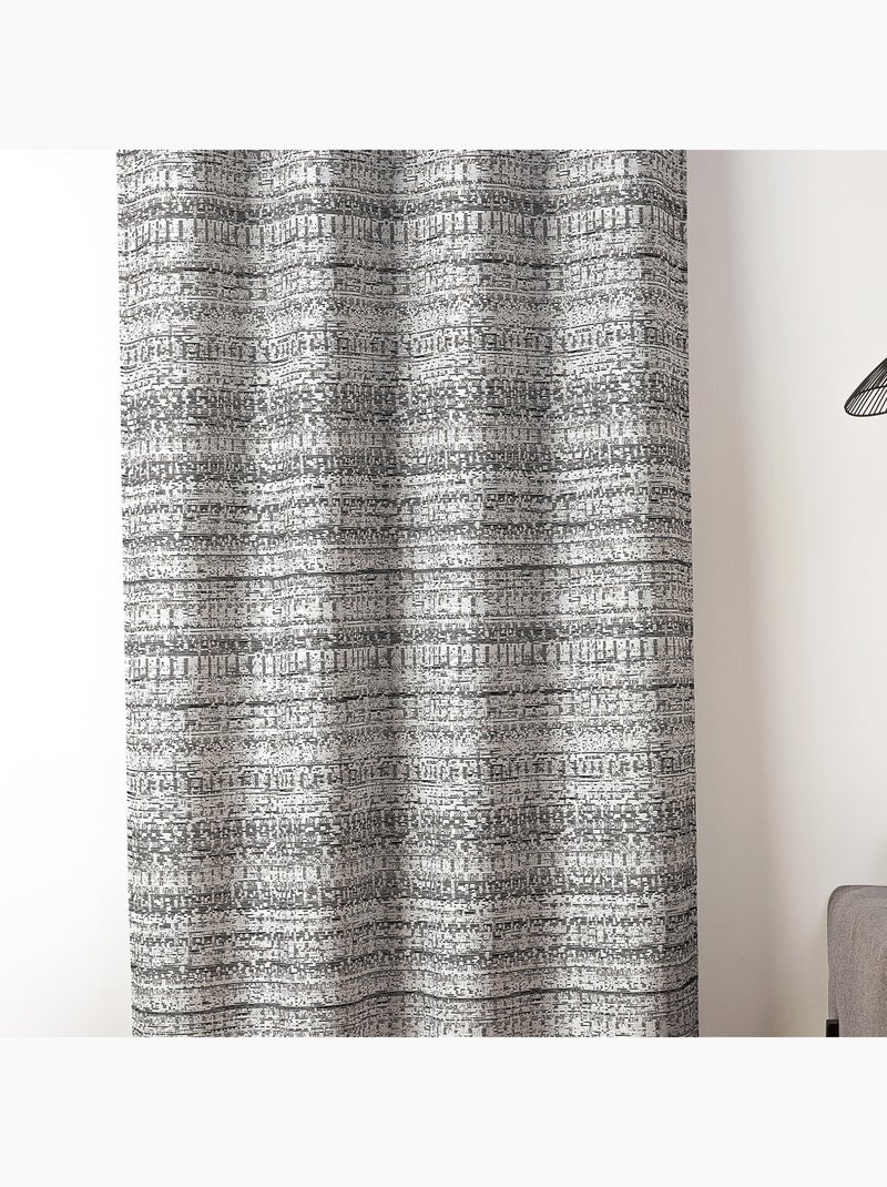 Rideau jacquard texturé inspiration minérale à oeillets Noir - Kiabi