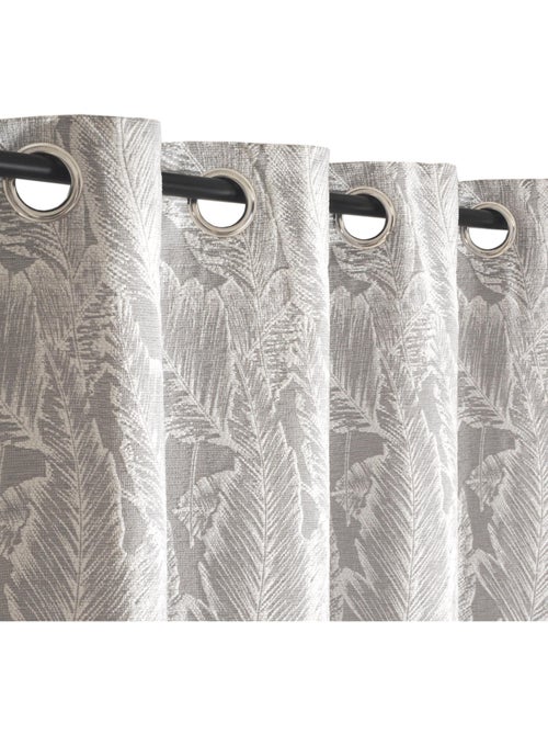 Rideau Jacquard tropical à œillets 140x240cm, Gris - Kiabi