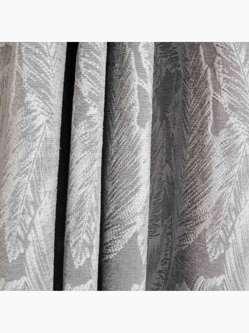 Rideau Jacquard tropical à œillets 140x240cm, Gris Gris - Kiabi