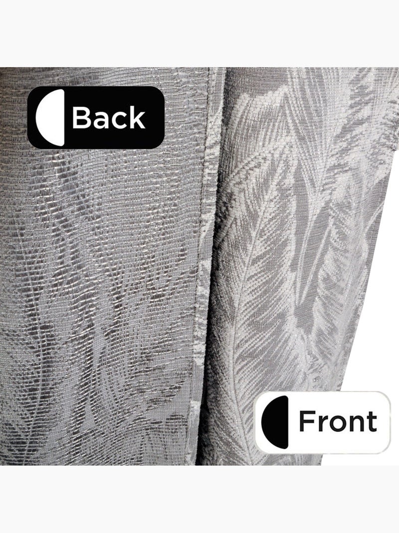 Rideau Jacquard tropical à œillets 140x240cm, Gris Gris - Kiabi
