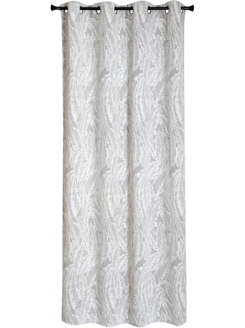 Rideau Jacquard tropical à œillets 140x240cm, Gris - Kiabi