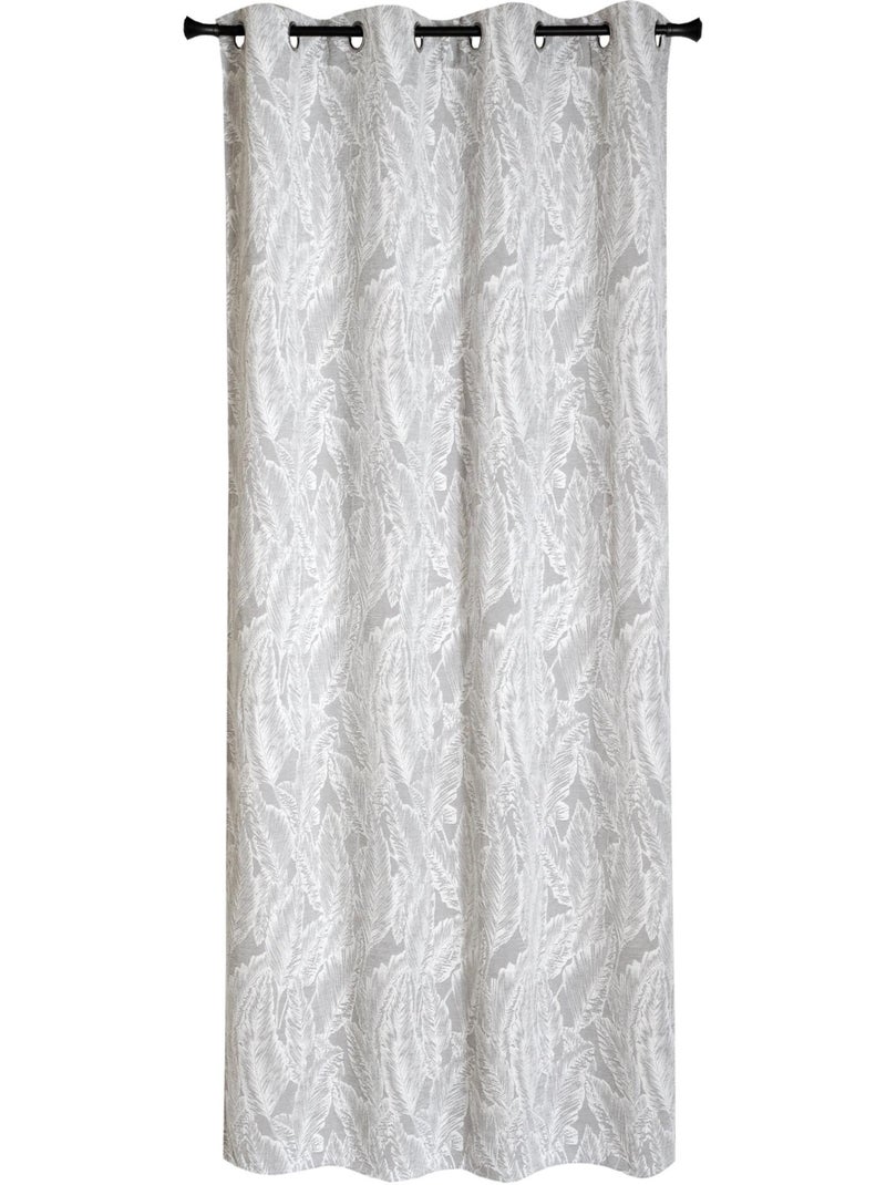 Rideau Jacquard tropical à œillets 140x240cm, Gris Gris - Kiabi