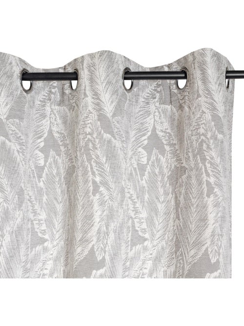 Rideau Jacquard tropical à œillets 140x240cm, Gris - Kiabi