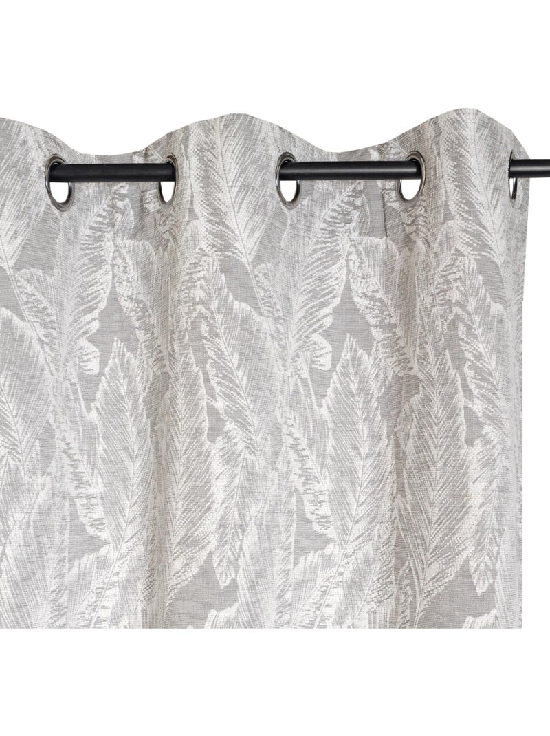 Rideau Jacquard tropical à œillets 140x240cm, Gris Gris - Kiabi