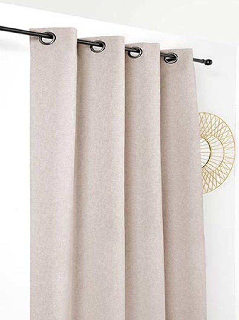 Rideau jacquard uni Beige - Kiabi