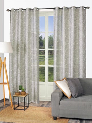 Rideau Jacquard Végétal base Plombée - prêt à poser.