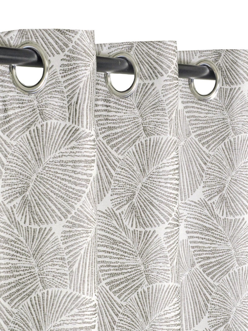 Rideau Jacquard Végétal base Plombée - prêt à poser. Gris Argenté - Kiabi