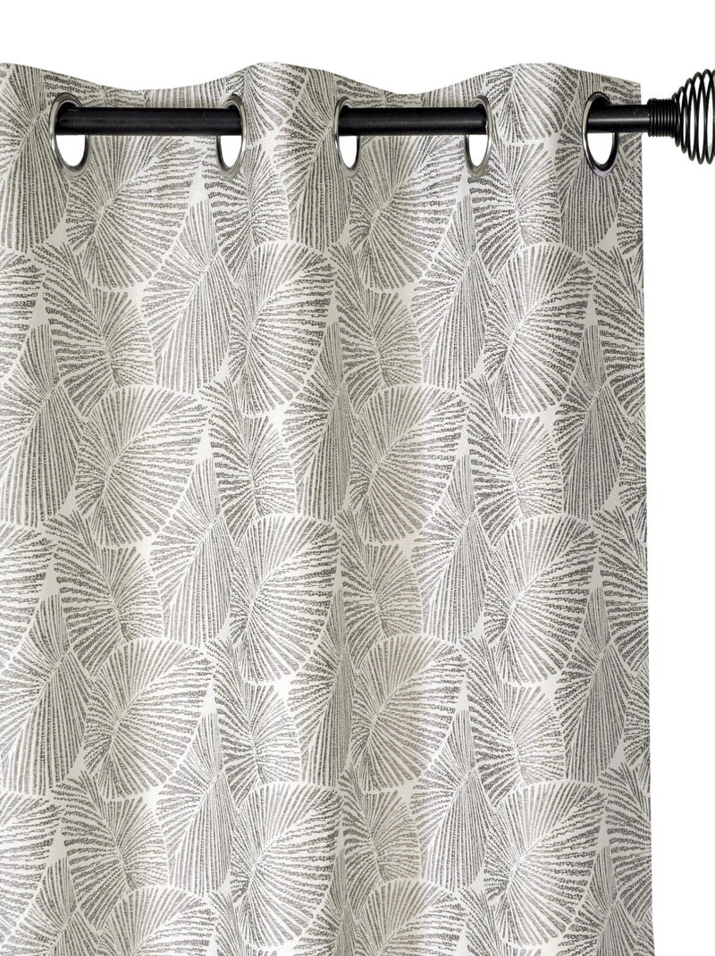 Rideau Jacquard Végétal base Plombée - prêt à poser. Gris Argenté - Kiabi