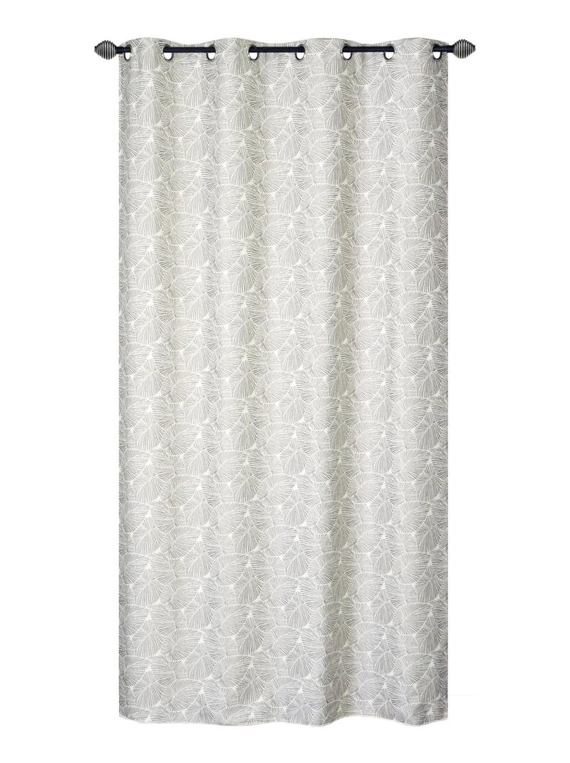 Rideau Jacquard Végétal base Plombée - prêt à poser. Gris Argenté - Kiabi