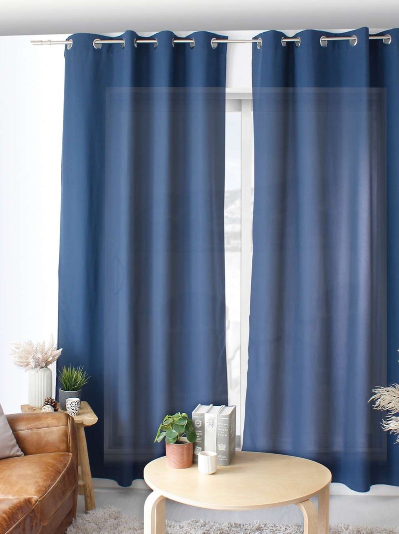 Rideau léger effet voile de coton ZOÉ Bleu - Kiabi