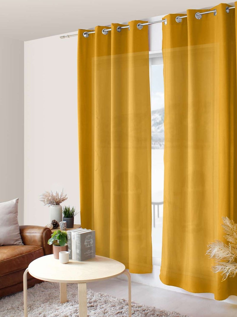 Rideau léger effet voile de coton ZOÉ Jaune - Kiabi