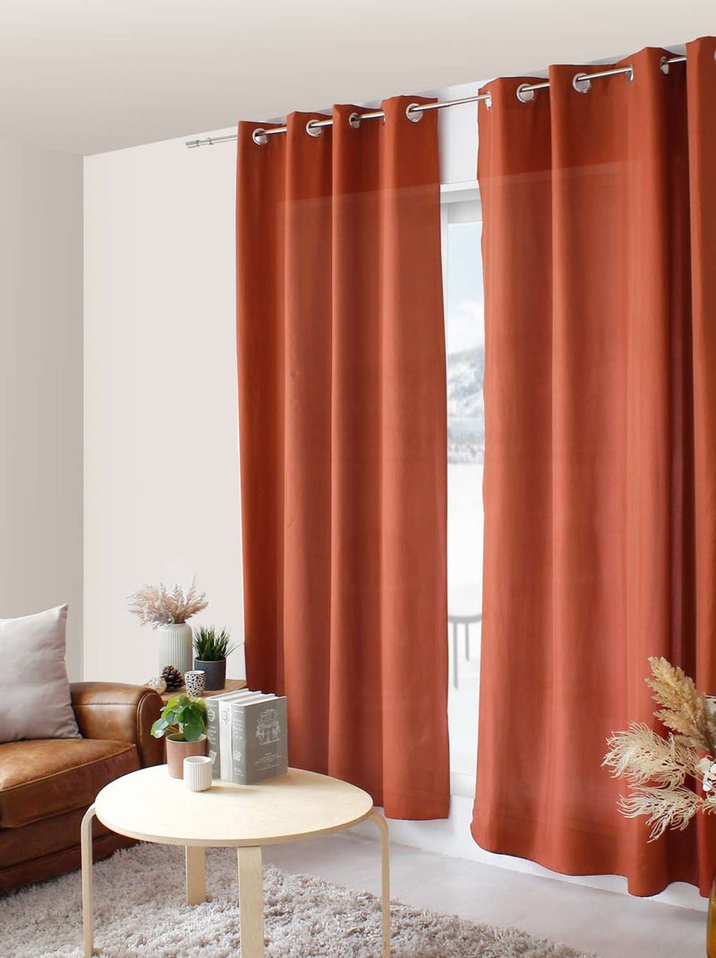 Rideau léger effet voile de coton ZOÉ Marron - Kiabi