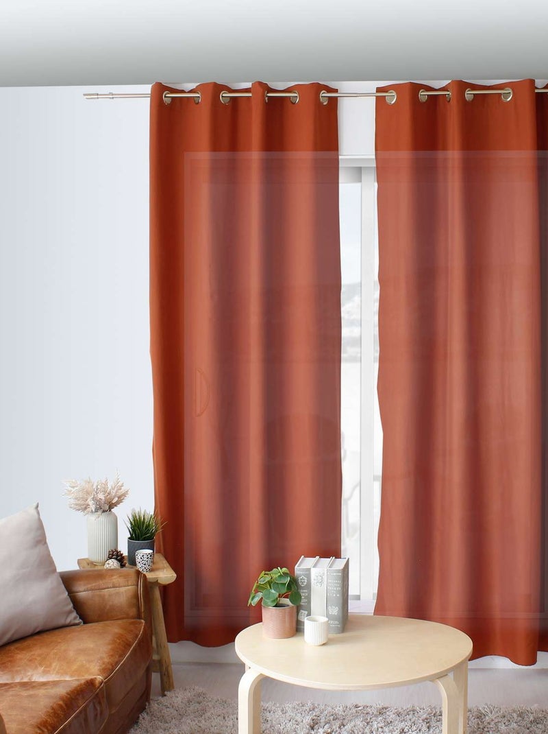 Rideau léger effet voile de coton ZOÉ Marron - Kiabi