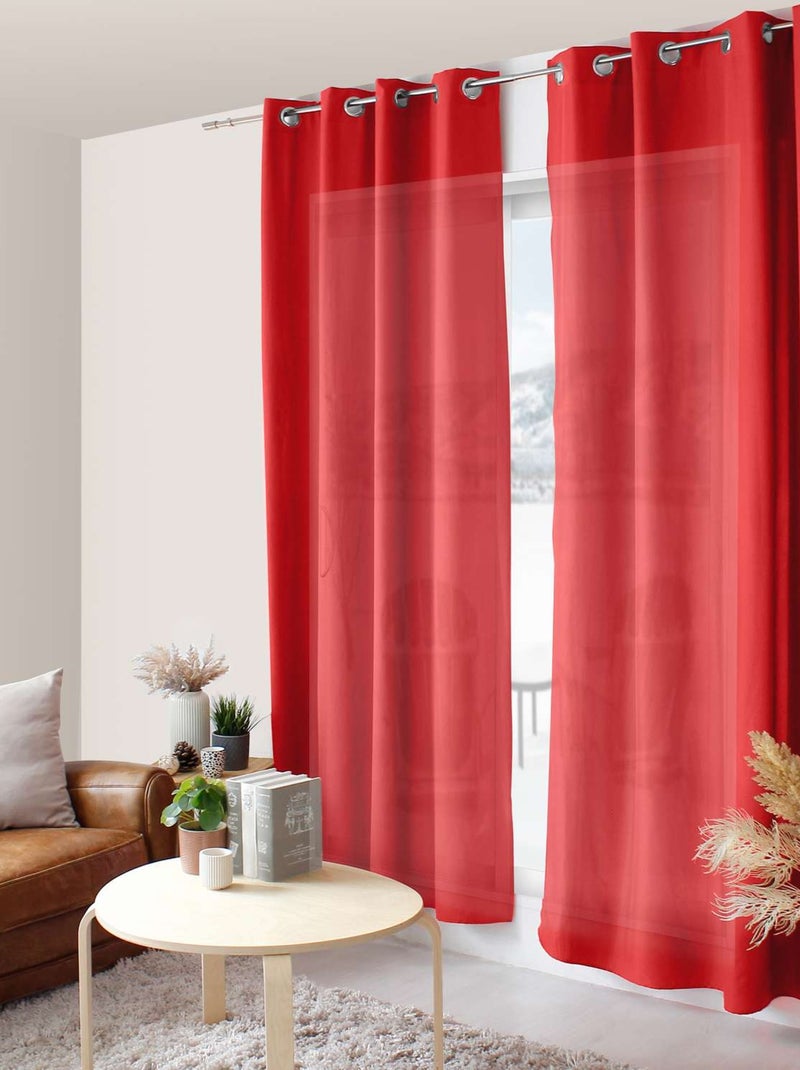 Rideau léger effet voile de coton ZOÉ Rouge - Kiabi