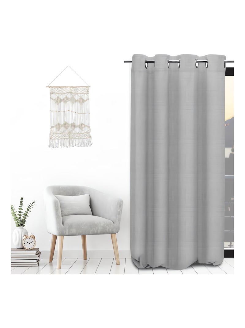 Rideau lin à oeillets 135x250 cm LINEN, par Soleil d'Ocre Gris - Kiabi