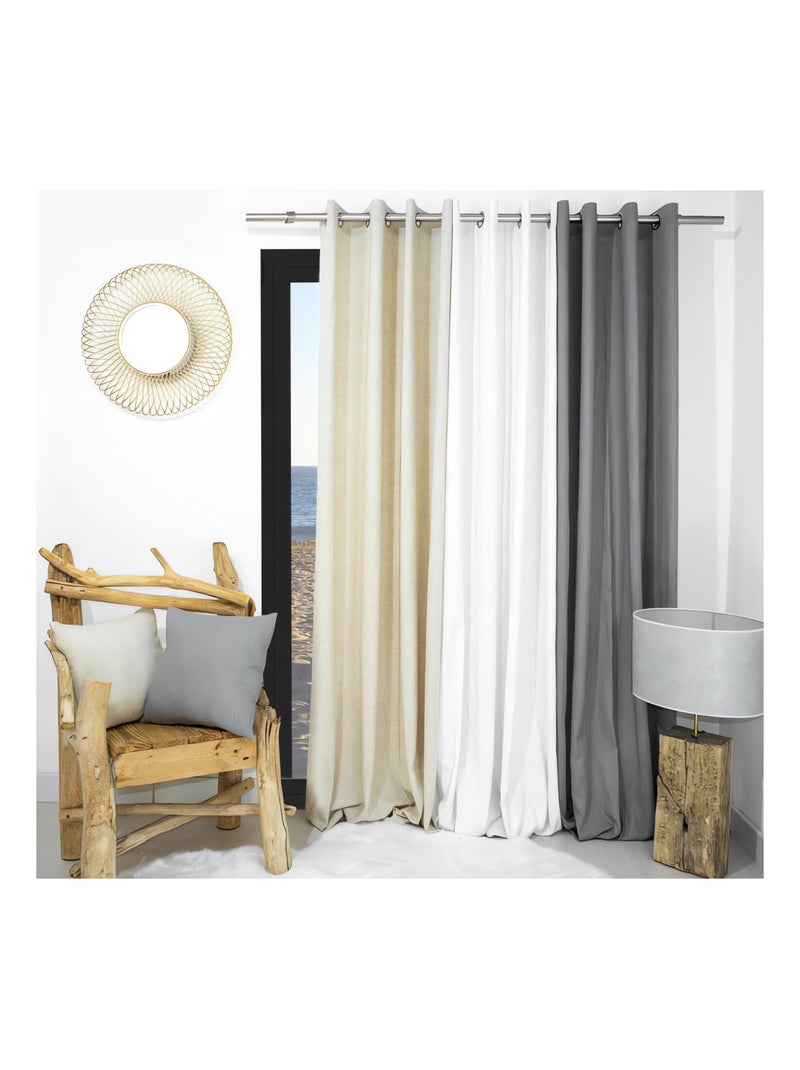 Rideau lin à oeillets 135x250 cm LINEN, par Soleil d'Ocre Gris - Kiabi