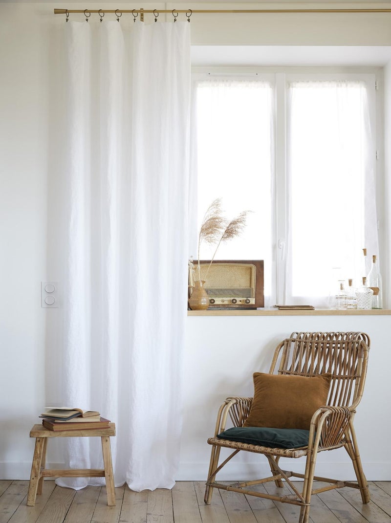 Rideau lin lave Collection Soline Vert - Kiabi