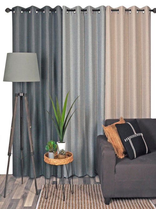Rideau lourd chiné, prêt-à-poser. - Kiabi