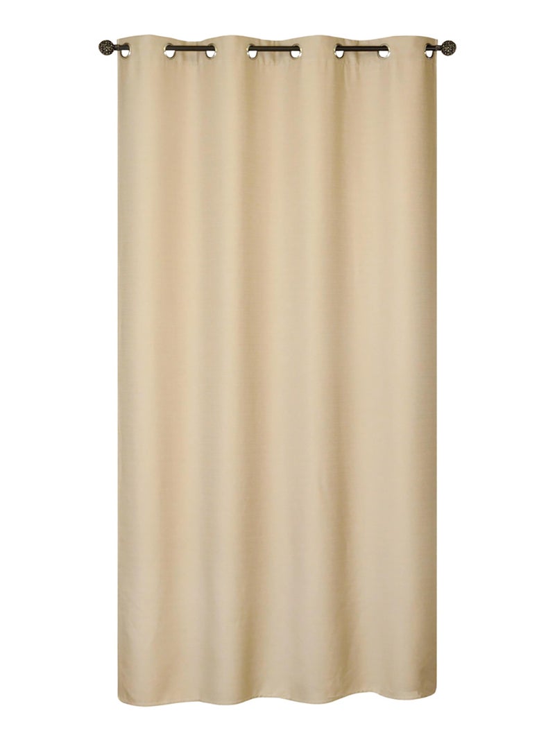 Rideau lourd Jacquard, à oeillet, prêt-à-poser. Beige - Kiabi