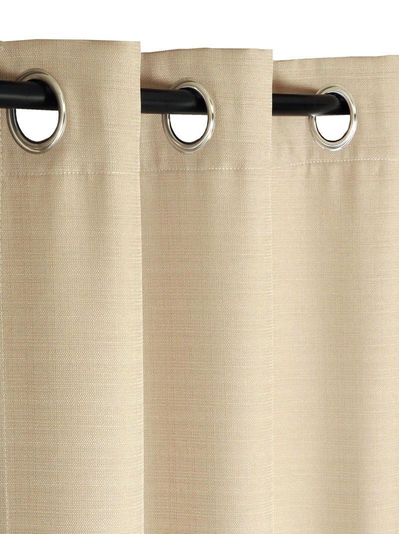 Rideau lourd Jacquard, à oeillet, prêt-à-poser. Beige - Kiabi