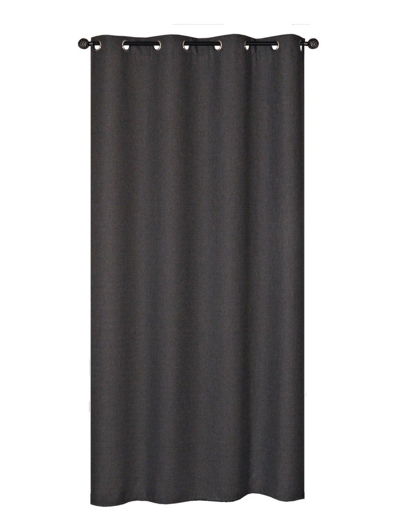 Rideau lourd Jacquard, à oeillet, prêt-à-poser. gris anthracite - Kiabi