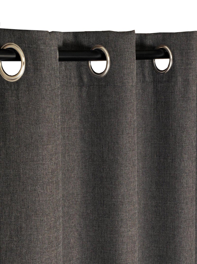 Rideau lourd Jacquard, à oeillet, prêt-à-poser. gris anthracite - Kiabi