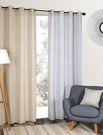 Rideau voilage étamine imprimé feuilles de Gingko, prêt-à-poser.