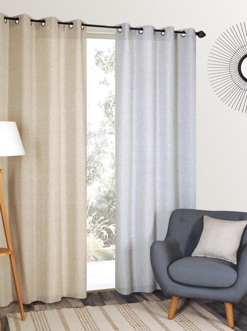 Rideau lourd Jacquard, marine, prêt-à-poser. - Kiabi