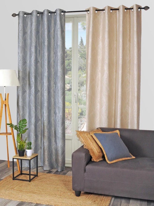 Rideau lourd Jacquard, motif végétal, prêt-à-poser. - Kiabi