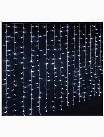 Rideau lumineux de façade d'extérieur 1 x 2 m 200 led blanc chaud 8 fonctions solaire