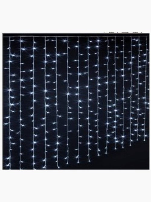 Rideau lumineux de façade d'extérieur 1 x 2 m 200 led blanc chaud 8 fonctions solaire - Kiabi Rideau lumineux de façade d'extérieur 1 x 2 m 200 led blanc chaud 8 fonctions solaire - Kiabi