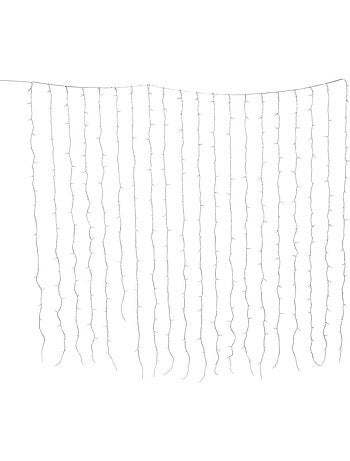 Rideau lumineux de façade d'extérieur 2 x 2 m 400 led blanc froid 8 fonctions solaire