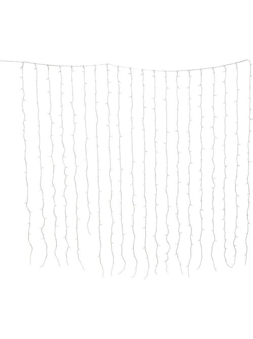 Rideau lumineux de façade d'extérieur 2 x 2 m 400 led blanc chaud 8 fonctions solaire - Kiabi Rideau lumineux de façade d'extérieur 2 x 2 m 400 led blanc chaud 8 fonctions solaire - Kiabi