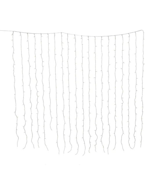 Rideau lumineux de façade d'extérieur 2 x 2 m 400 led blanc chaud 8 fonctions solaire - Kiabi Rideau lumineux de façade d'extérieur 2 x 2 m 400 led blanc chaud 8 fonctions solaire - Kiabi