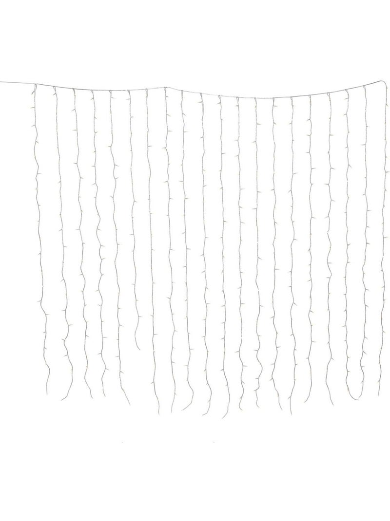 Rideau lumineux de façade d'extérieur 2 x 2 m 400 led blanc chaud 8 fonctions solaire Blanc chaud - Kiabi