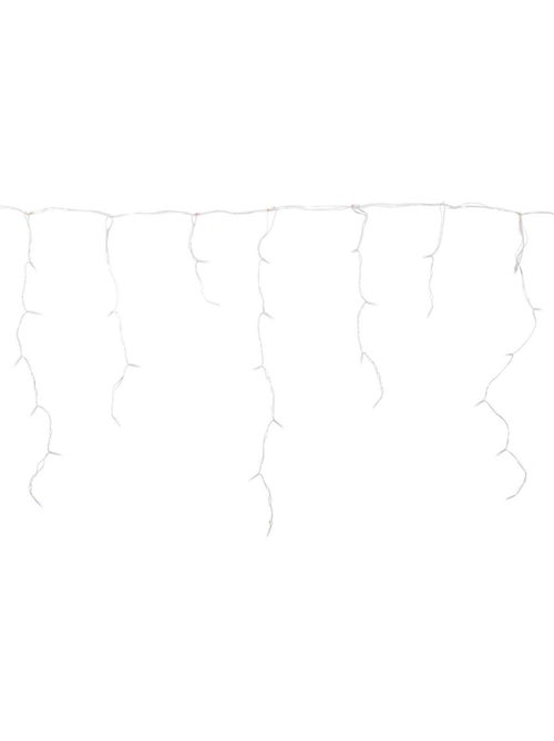 Rideau lumineux stalactite d'extérieur 5 m 300 led blanc froid avec minuteur et transformateur - Kiabi