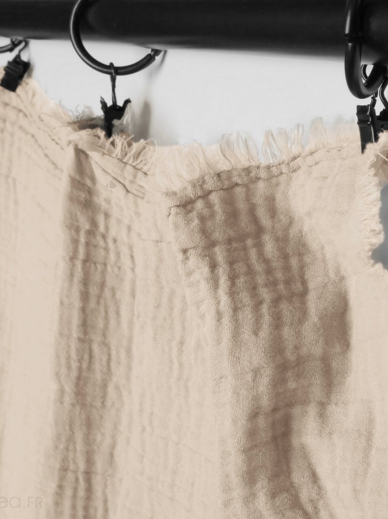 Rideau MILOS en mousseline de coton Beige grès - Kiabi