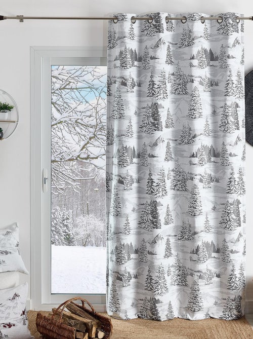 Rideau montagne sapins enneigés - Kiabi